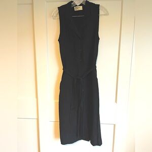 Eve Gravel Black Sleeveless Shirt Dress